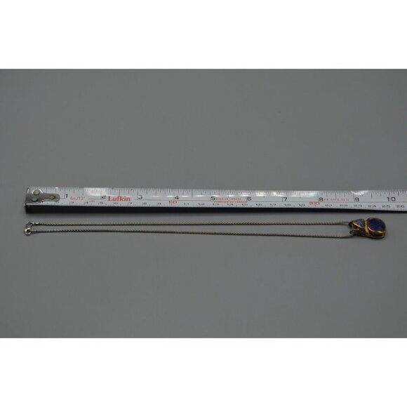 Lapis Lazuli Geometric Necklace Square + Triangle Cut 925 Silver Italy ADI 9.53g - Picture 9 of 9